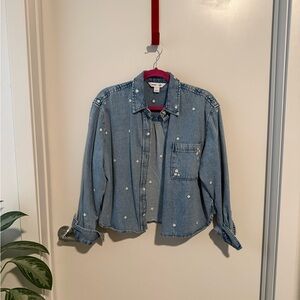 Old Navy Blue Button Down Shirt with White Accents